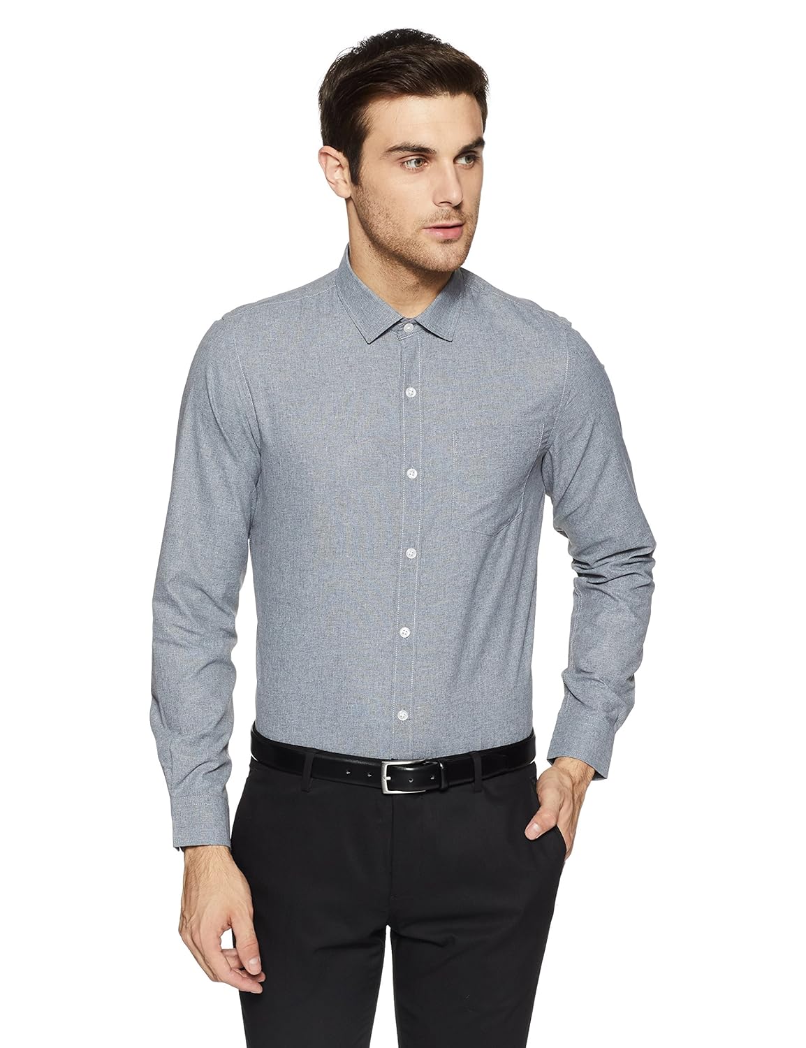 ex by excalibur men's solid regular fit formal shirt
