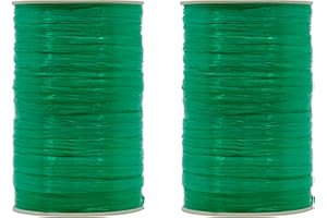 STEPHANIE IMPORTS Pack of 2 Pearlized Raffia Ribbon Rolls 200 Yards for Kraft Packaging and Decoration (Kelly Green)