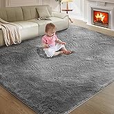 Ultra Soft Rug for Living Room, 8X10 Grey Fluffy Shag Area Rug for Bedroom, Modern Shaggy Carpets Fuzzy Rug for Teens Dorm Nursery Home Decor Aesthetic, Upgrade Anti-Skid Durable