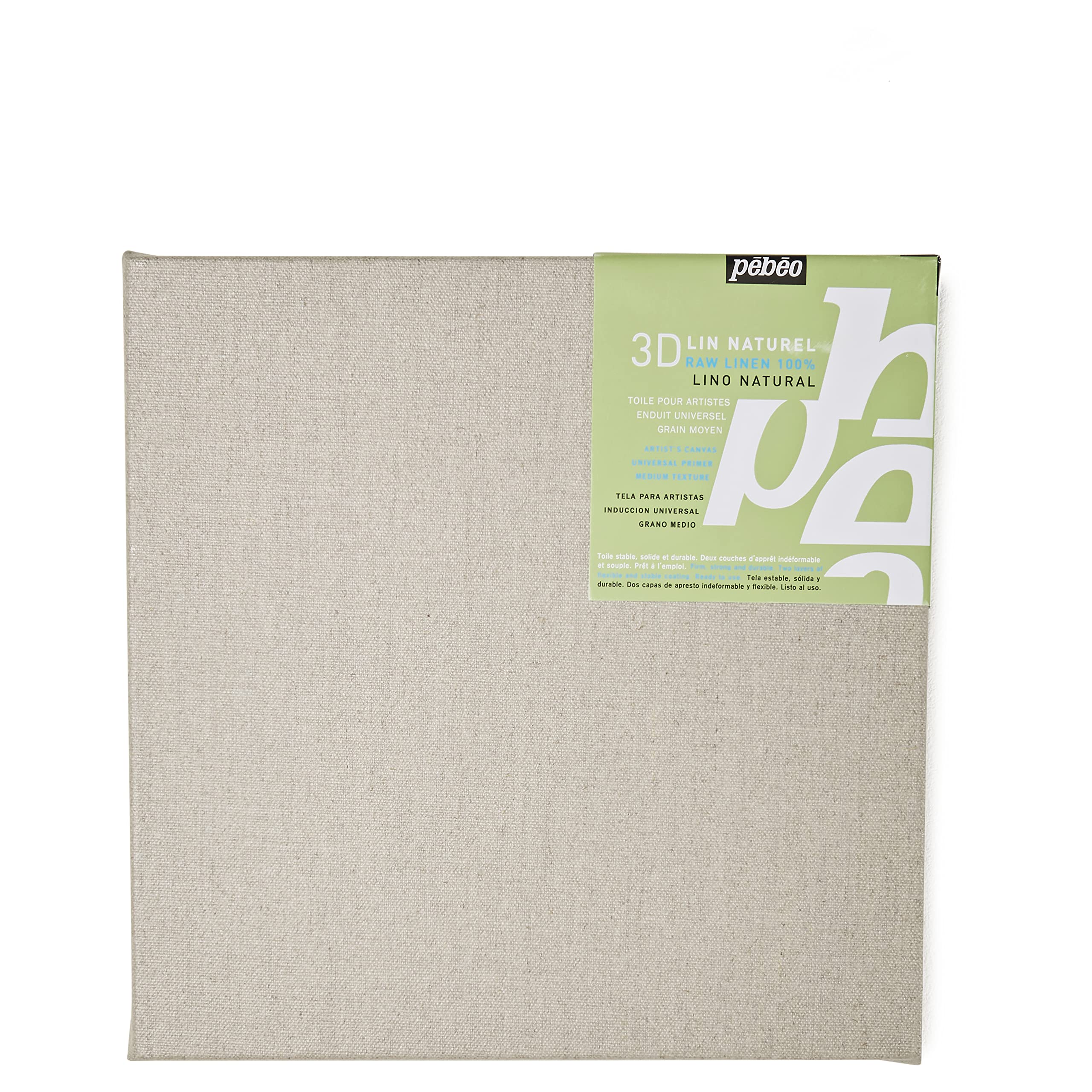 PEBEO 795501 Gedeo 30 x 30 cm 3D Linen Natural Stretchers Universal Coating Square Formats, Brown