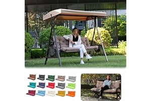 LCYY.TG Outdoor Swing Cushions, 3 Seat Porch Swing Cushion Replacement with Backrest, Swing Cushions for Outdoor Furniture, f