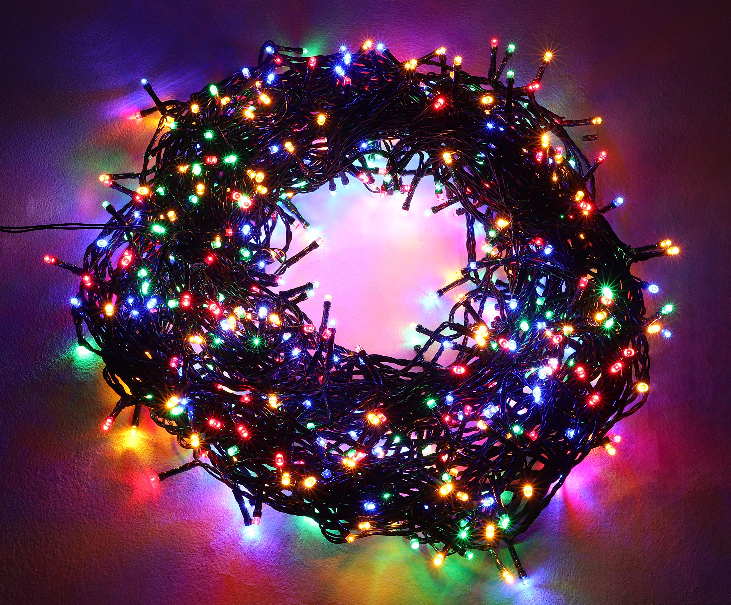 Christmas Concepts® 600 Multi Coloured Super Bright LED 8 Multi Function Energy Saving Indoor/Outdoor Long Lasting Christmas Fairy String Lights Energy Class A+++