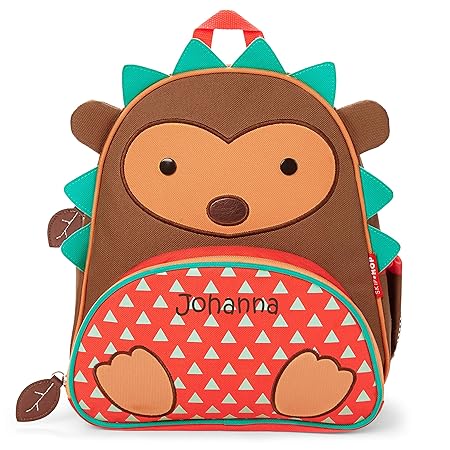 Skip Hop Kinderrucksack mit Namen | Motiv Igel in brau, rot & türkis | für Jungen & für Mädchen | Kindergarten-Rucksack mit T