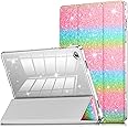 INFILAND Galaxy Tab A9 Plus 5G Case, Glitter Leather Cover with Sparkly Clear Back for Samsung Galaxy Tab A9 Plus 11 Inch 2023 Model (SM-X210/X216/X218)[Auto Wake/Sleep] for Girls Kids (Rainbow)