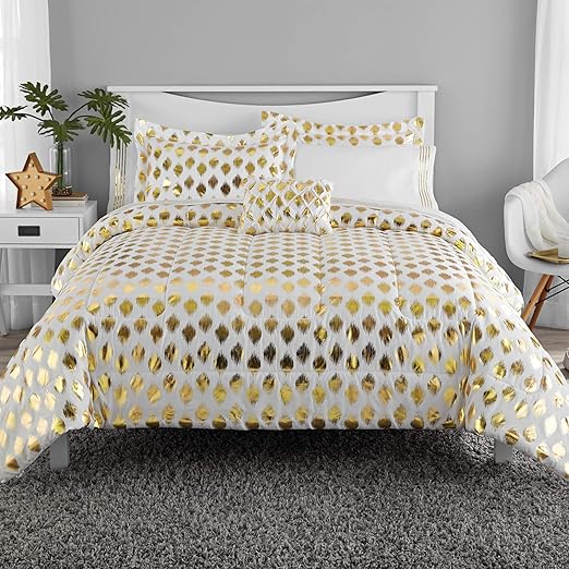 Amazon Com Mainstay Metallic Gold Ikat Dot Design Coordinating