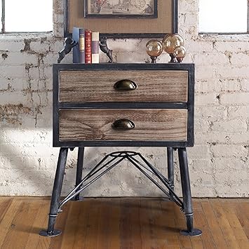 Amazon Com Armen Living Mathis End Table Industrial Grey Furniture Decor