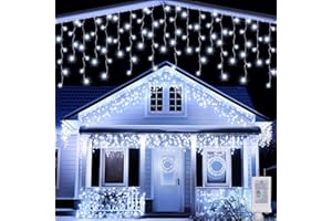 Joomer Christmas Icicle Lights - 32FT Plug in String Lights Waterproof, 8 Modes Timer Connectable Outdoor String Light for Christmas Party, Eaves, Roofs, Xmas Decorations (White)