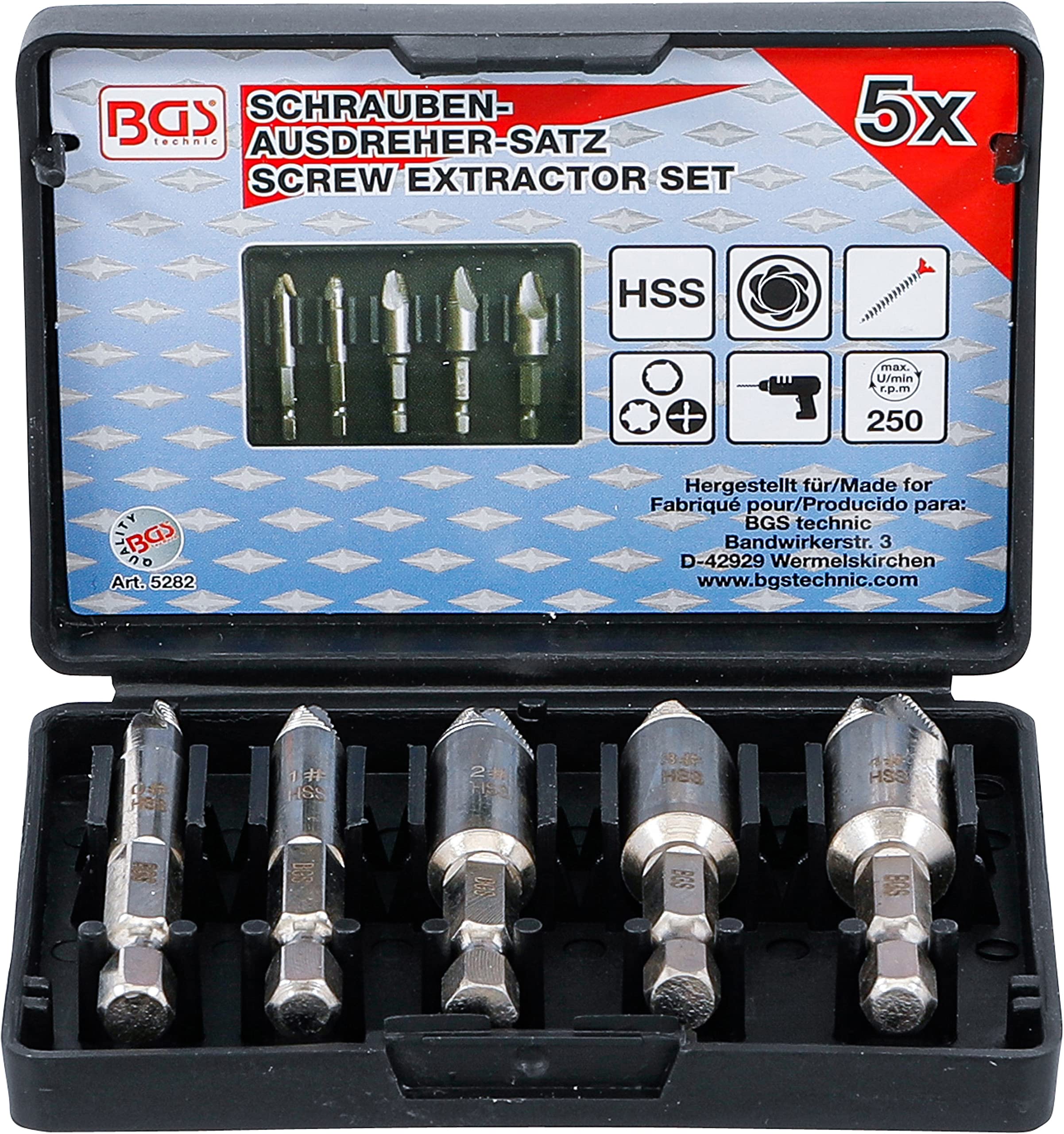 BGS 5282 | Screw Extractor Set | 5 pcs.