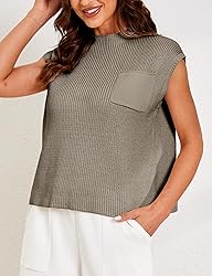 Himosyber Women's Solid Sleeveless Vest Mock Neck