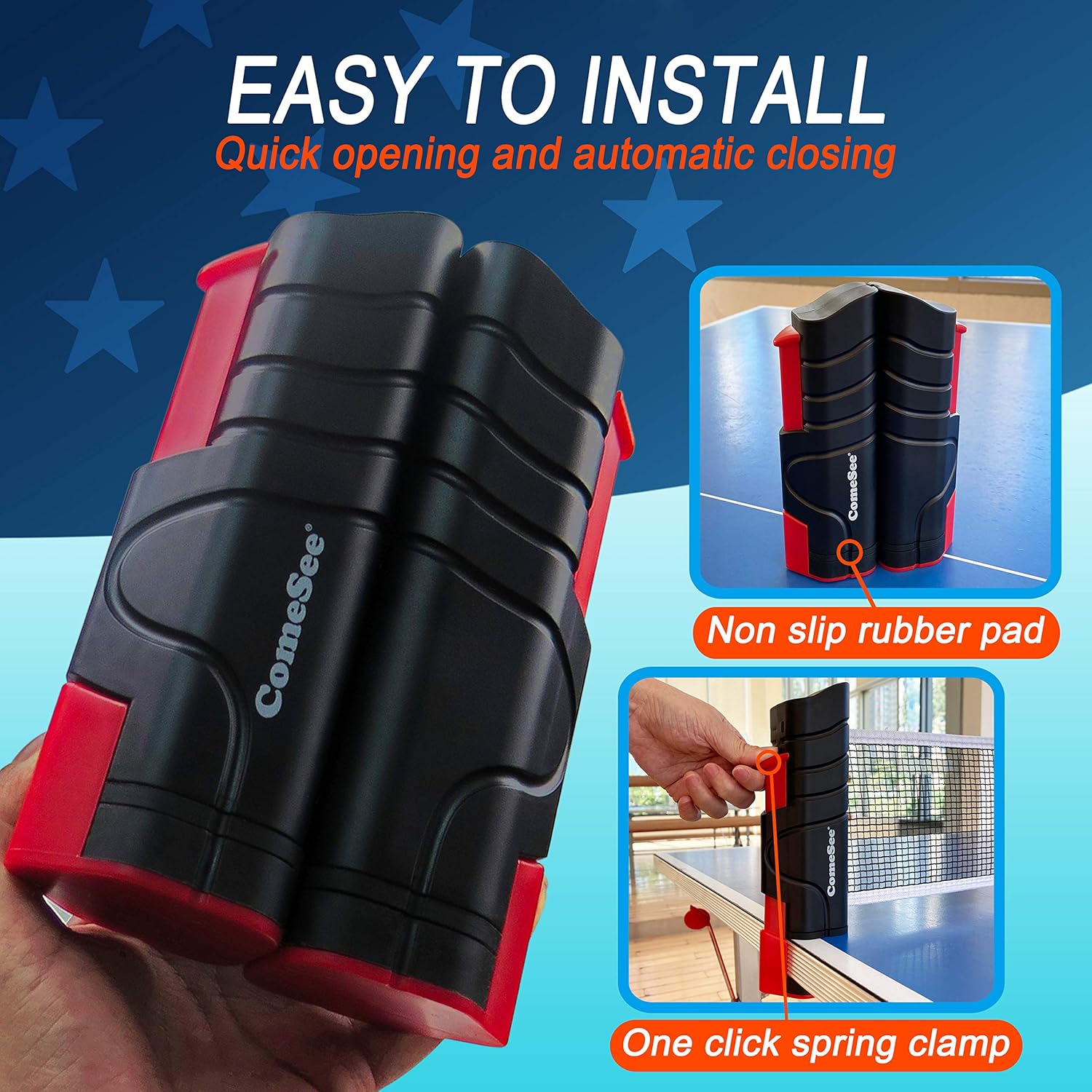 Comesee Retractable Ping Pong Net for Any Table, Table Tennis Nets and Posts Equipment for Replacement (Black) : Sports & Outdoors