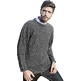 Aran Crafts Men's Irish Cable Knitted Curl Neck Sweater (100% Donegal Wool)