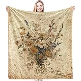 HIWX Flower Blanket, Floral Throw Blanket, Vintage Fall Throw Blanket, Wildflowers Blanket, Floral Gifts for Women Girls, Flower Lovers Gifts,Flowers Throw Blankets for Bed Chair Couch,50x60 Inches