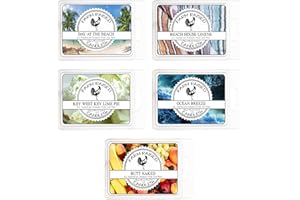 Summer Beach Pack - Farm Raised Candles - Assorted Variety 5 Pack - 30 Wax Cubes - 100% Plant Based Soy Wax Melts - Wax Warmer for Scented Wax Blended Essential Oils. Wax Melts Warmer