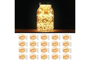MUMUXI 20 Pack 3.3ft Fairy String Lights Battery Operated, Mini LEDs for Party Wedding Centerpiece Decorations, Crafts, Mason Jar Firefly Lights, Warm White