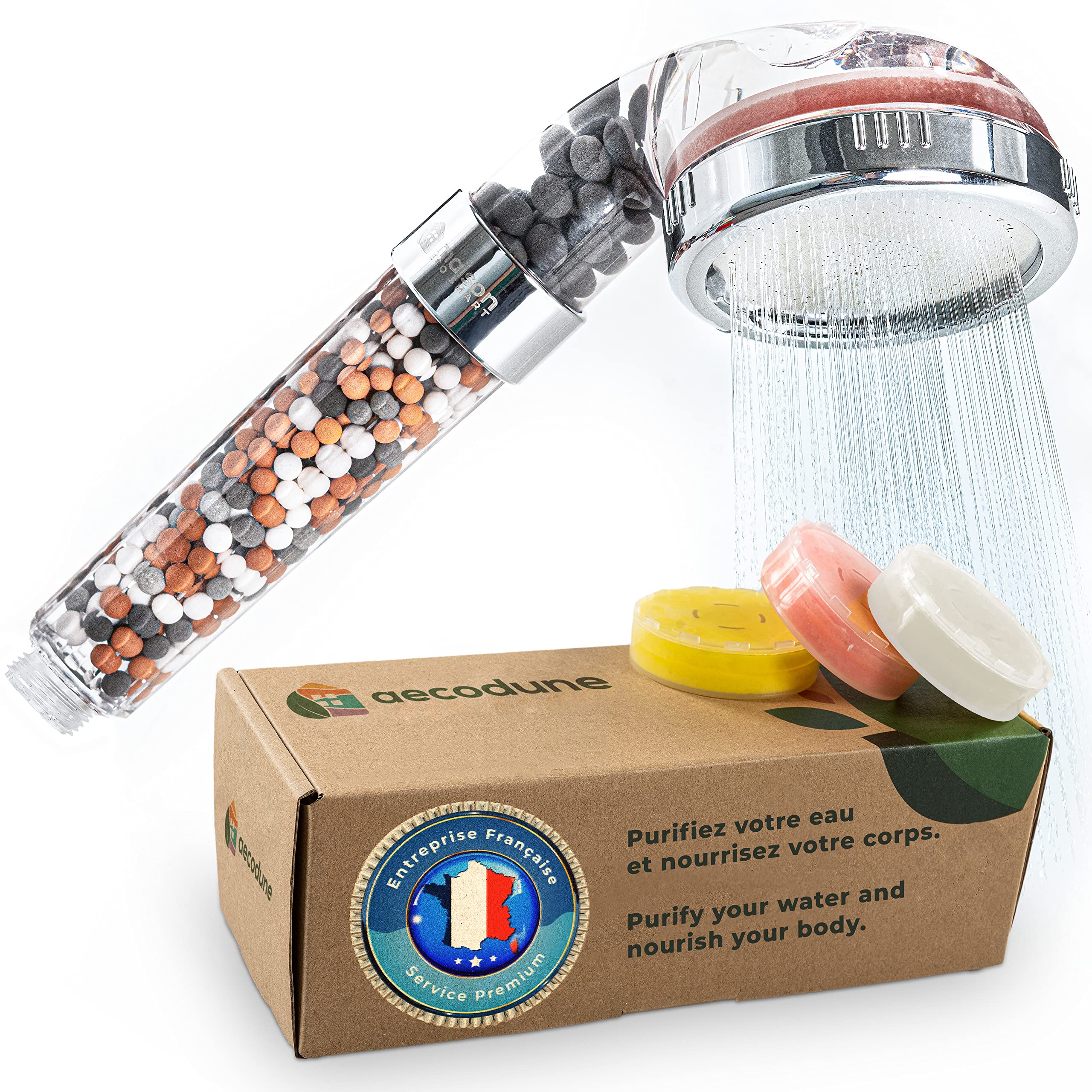 Aecodune XL Vitamin C Premium Shower Head with Water Filter – Become Sublime – Removes 99% Chlorine – Anti-Limescale – High Pressure – Aromatherapy Scents – Eco-Friendly – Beauty & Purity Daily