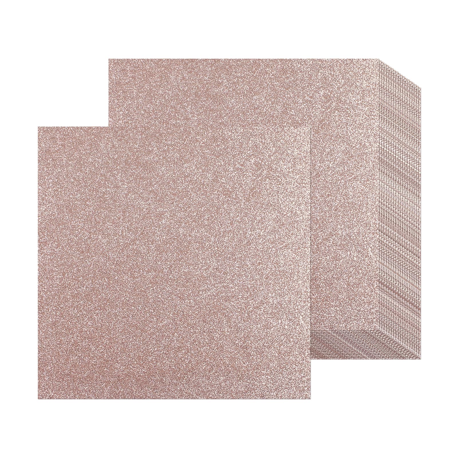 Photo 1 of 12 Sheets Rose Gold Glitter Cardstock Paper 12" x 12", Thick Glitter Craft Paper for Scrapbook DIY Art Project Greeting Cards Wedding Birthday Party Decoration 250GSM