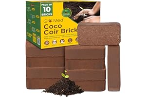 Gro-Med Coco Coir Brick 10-Pack – 1.4 lb Each, Expands to 100 Quarts, NPK Enriched Organic Coco Coir for Plants, OMRI-Listed Cocopeat Bricks for Garden Soil, Potting Mix & Indoor Outdoor Gardening