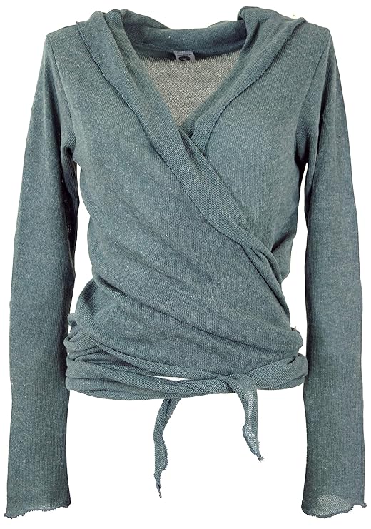 Guru-Shop Wickelshirt, Baumwollstrick Pullover, Damen, Grau, Synthetisch, Size:38, Pullover, Longsleeves & Sweatshirts Altern