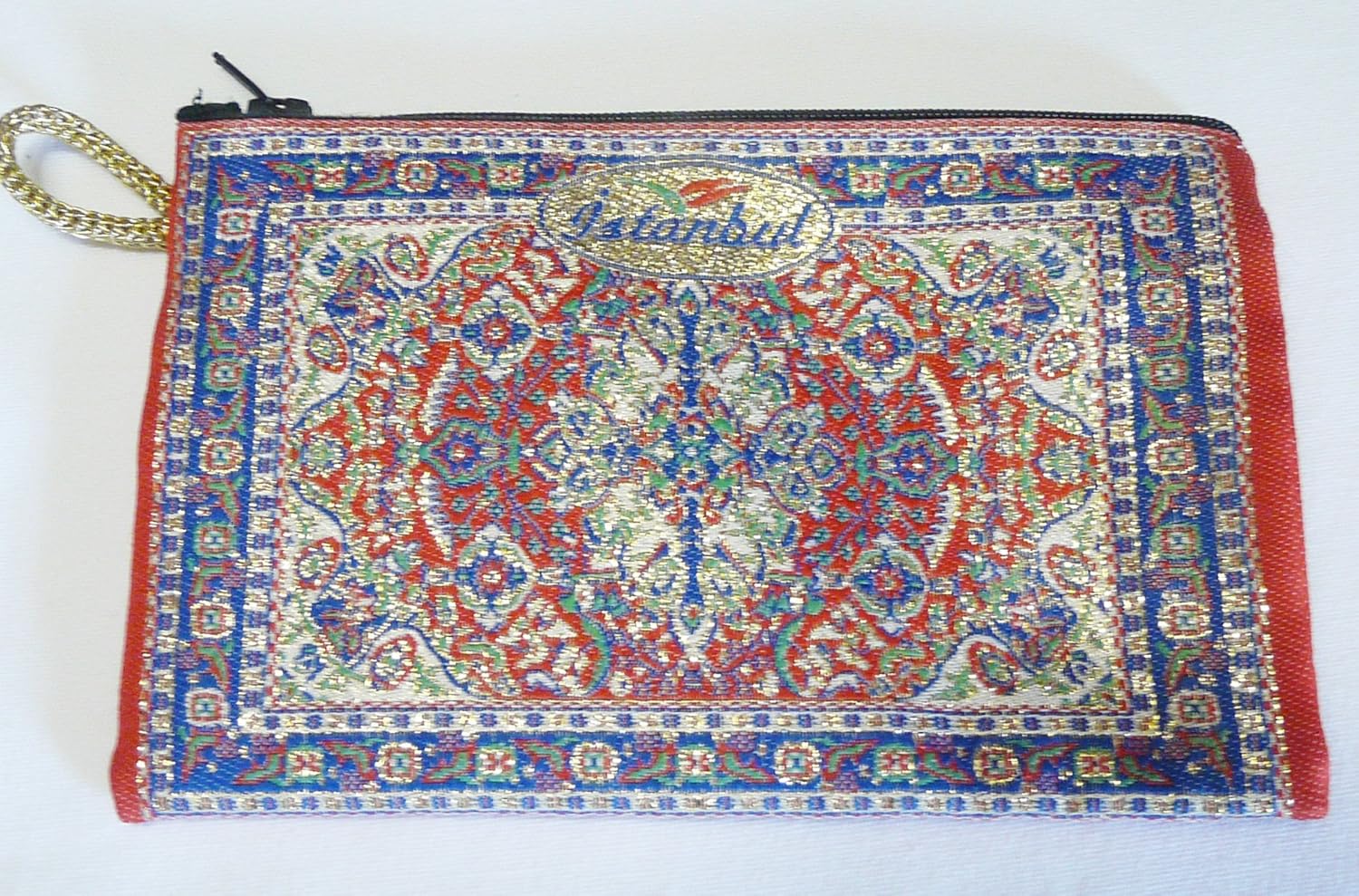 Amazon トルコ民族柄ポーチ レッドmixゴールド Jstanbun ポーチ