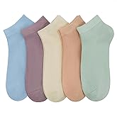 SERISIMPLE Women Viscose Bamboo Ankle Socks Low Cut Thin Sock Lightweight Pastal Color Soft Sock 5 Pairs