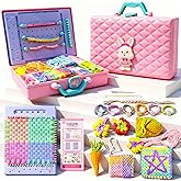 Weaving Loom Kit Toys & Friendship Bracelet Making Kit for Kids, Birthday Valentine's Day Gifts for Girls Ages 6 7 8-12, Potholder Coaster Rainbow Bands Weaving Kit, Creative DIY Arts and Craft Looms