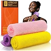 UJFQBH 3 Pieces African Bath Sponge African Net Long Net Bath Sponge Exfoliating Shower Body Scrubber Back Scrubber Skin Smoo