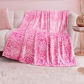 Juicy Couture Heart Spider Webs Halloween Plush Throw Blanket, Hot Pink, 50"x60"