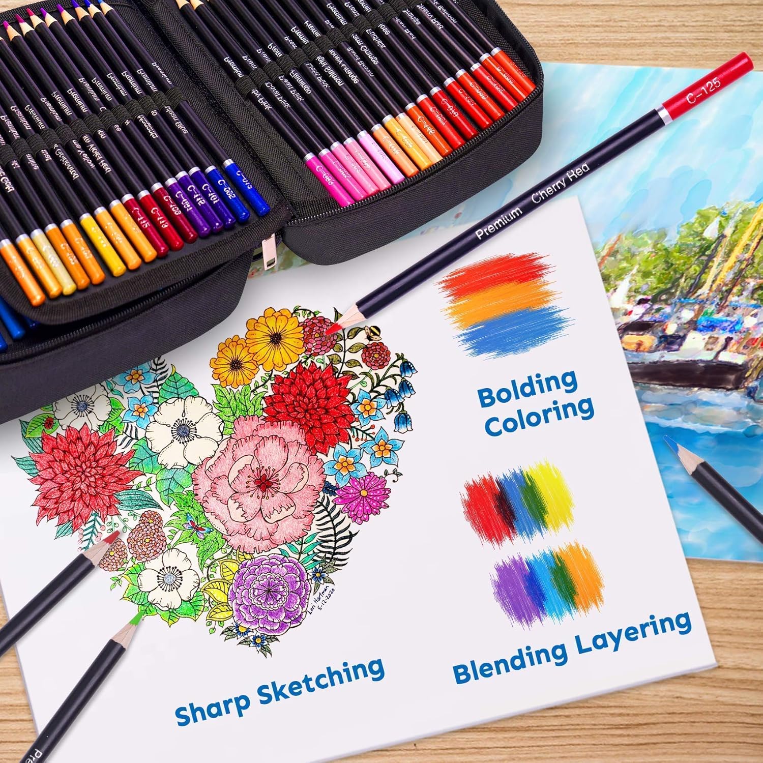 160 Color Artist Colored Pencils Set for Coloring Books,Soft Core, Professional Numbered Art Drawing Pencils for Sketching Shading Blending Crafting,Strong Travel Case for Adults Artists,Art Supplies: Office Products