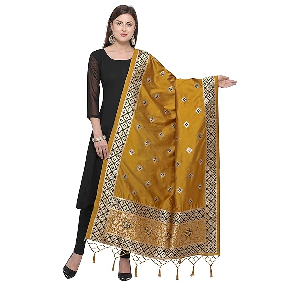 Womens Banarasi Silk Dupatta (Gold)