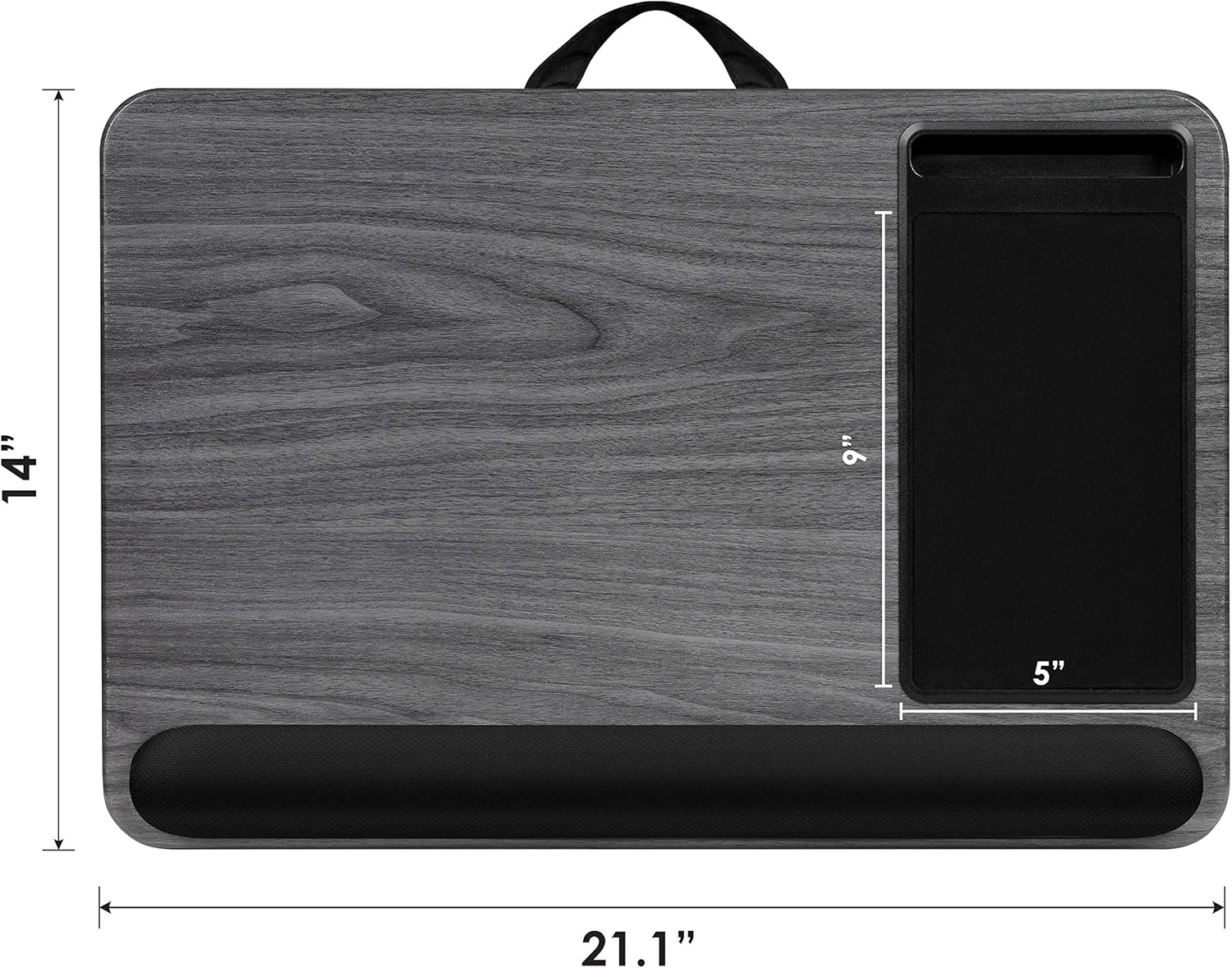 LapGear Home Office Pro Lap Desk with Wrist Rest, Mouse Pad, and Phone Holder - Fits Up to 15.6 Inch Laptops - Gray Woodgrain - Style No. 91595 : Office Products