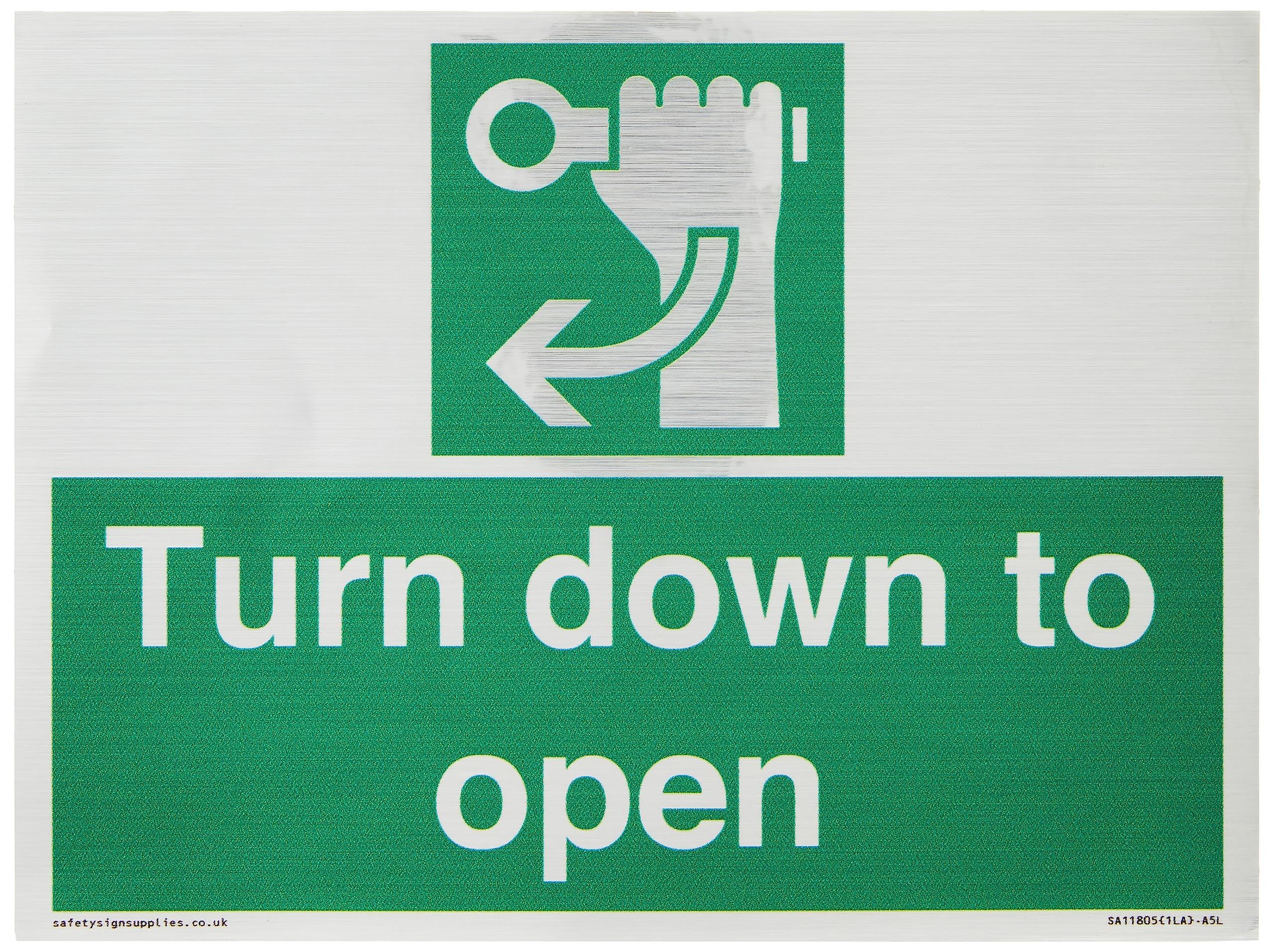 Viking Signs Turn down to open Sign - 200x150mm - A5L, Green/White