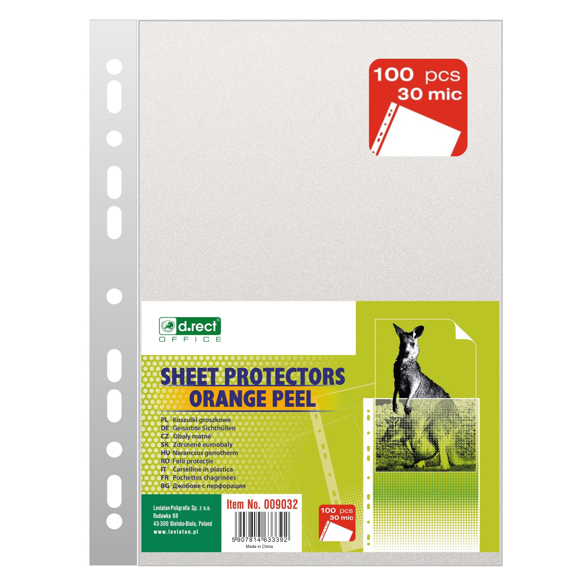 D.RECT Document Wallets 30 µm/Mic/Micron Thickness 0.03 mm A4 Pack of 100 Grained