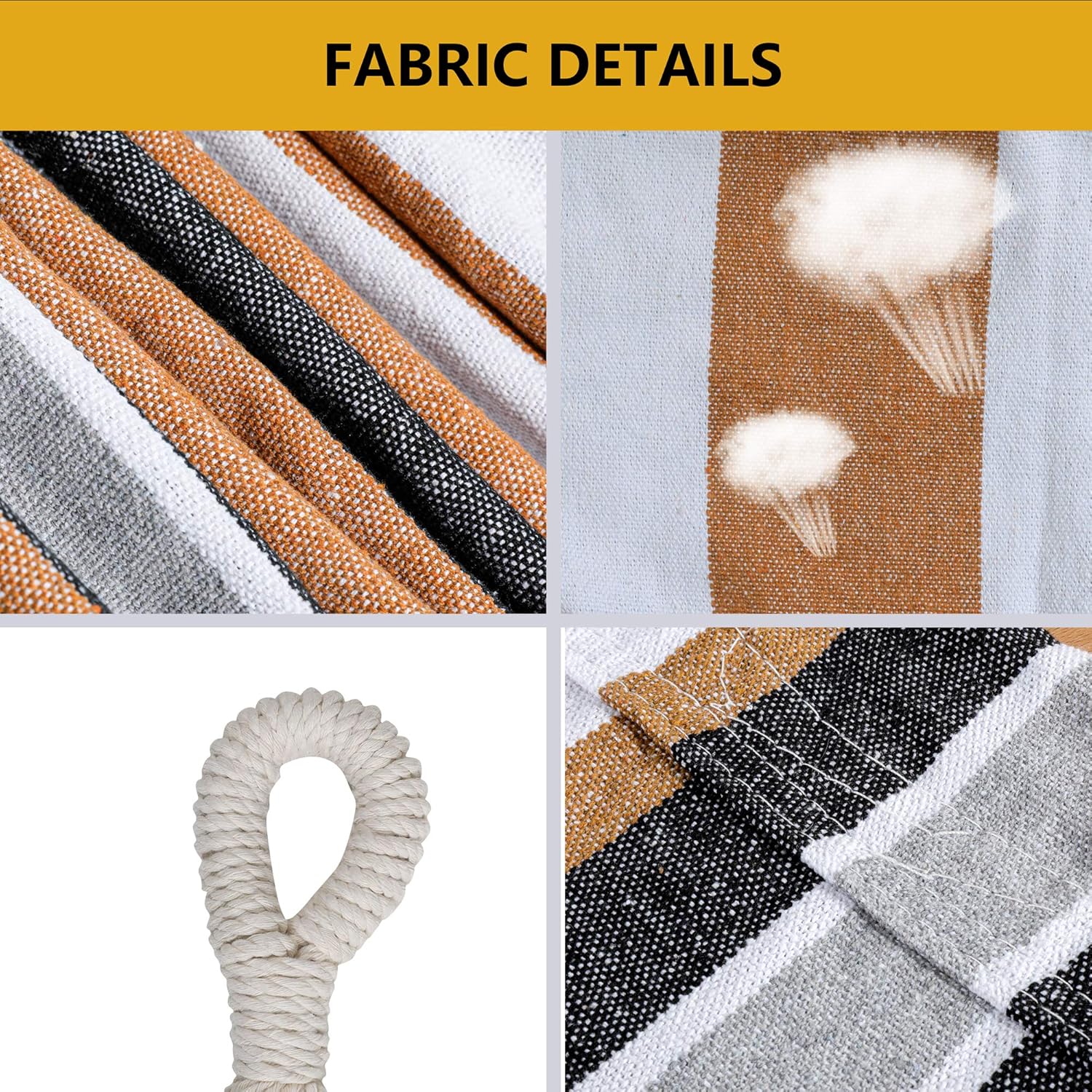 ROOITY Double Hammock Brazilian Hammocks with Portable Carrying Bag,Soft Woven Fabric, Up to 450 Lbs Hanging for Patio,Trees,Garden,Backyard,Porch,Outdoor and Indoor XXX-Large Brown&Grey Stripe: Sports & Outdoors