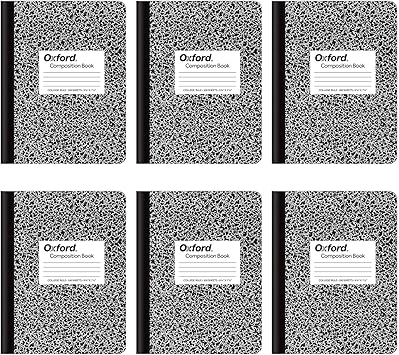 Amazon Com Oxford Composition Notebooks College Ruled Paper 9 3 4 X 7 1 2 Inches 100 Sheets Black 6 Pack Office Products