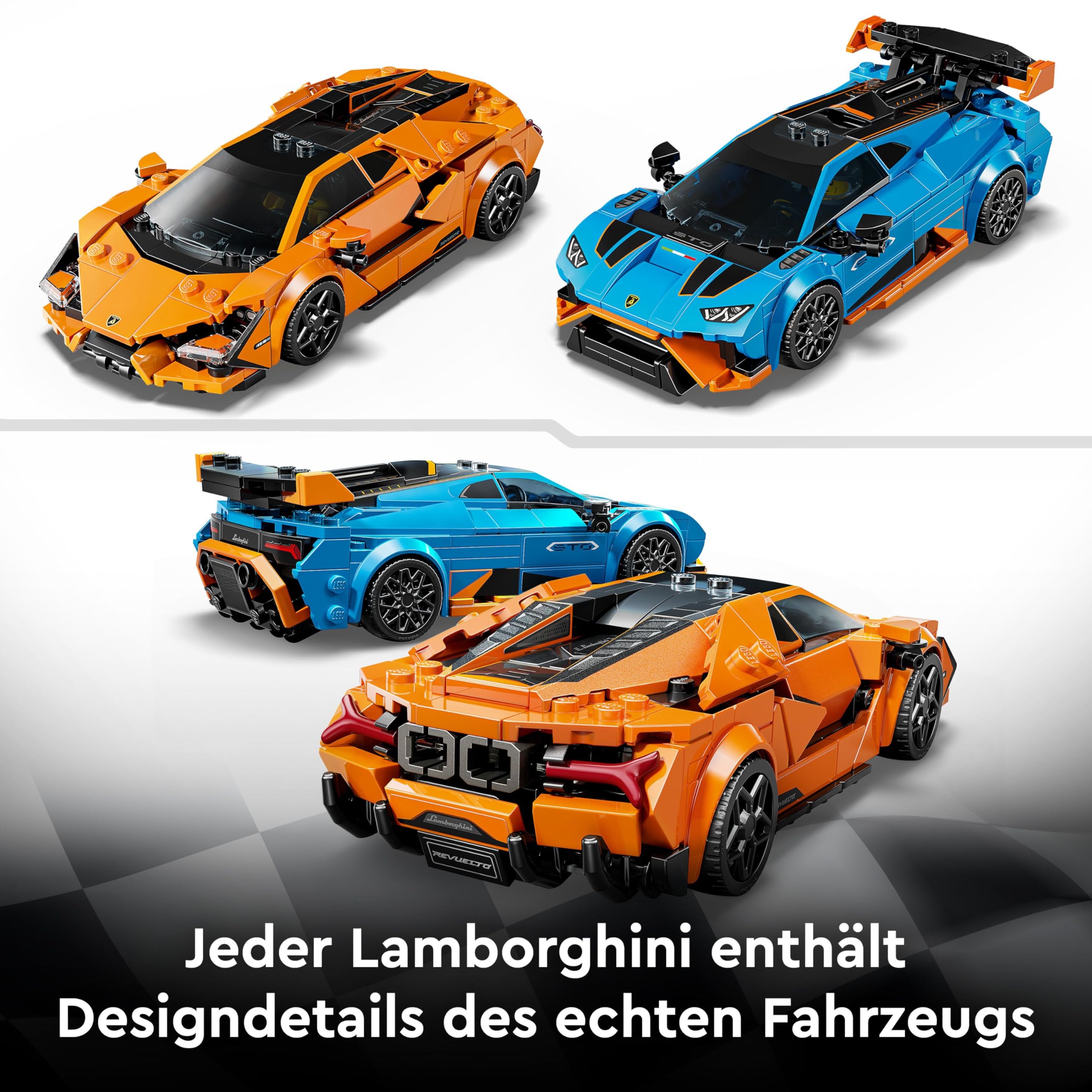 LEGO Speed Champions Lamborghini Revuelto und Huracán STO Auto Set mit 2 Rennwagen und 2 Fahrer Minifiguren - Spielzeug für Auto Fans - Kreatives Geschenk für Jungen ab 9 Jahren - 77238 4