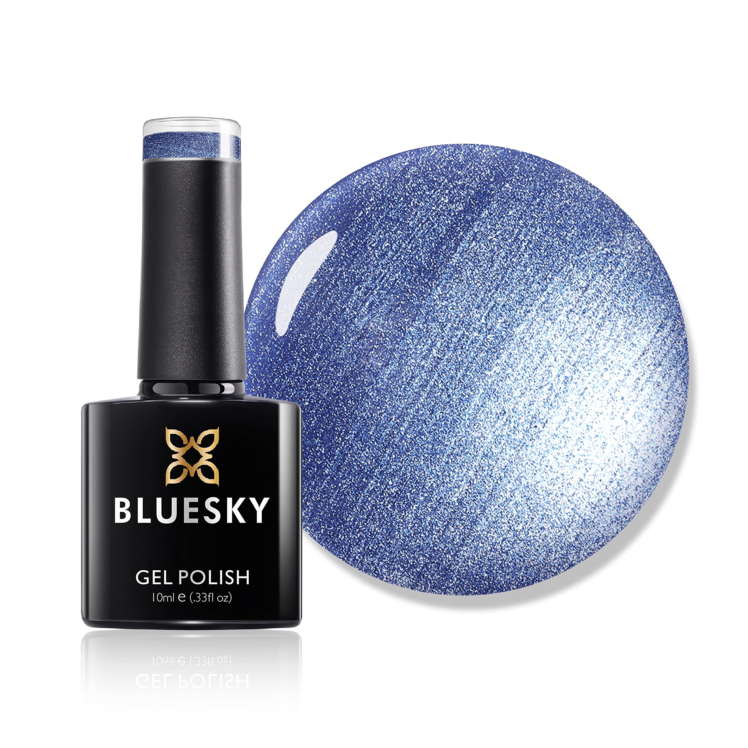 Bluesky Gel Nail Polish, Summer 2021 Collection, Opening Night Ss2124, 10 ml Blue, Shimmer, Metallic (Requires Curing Under LED or UV Lamp)
