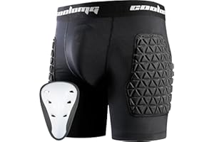 COOLOMG Boys Padded Compression Shorts with Groin Cup Youth Athletic Protector Shorts for Baseball,Hockey,Lacrosse