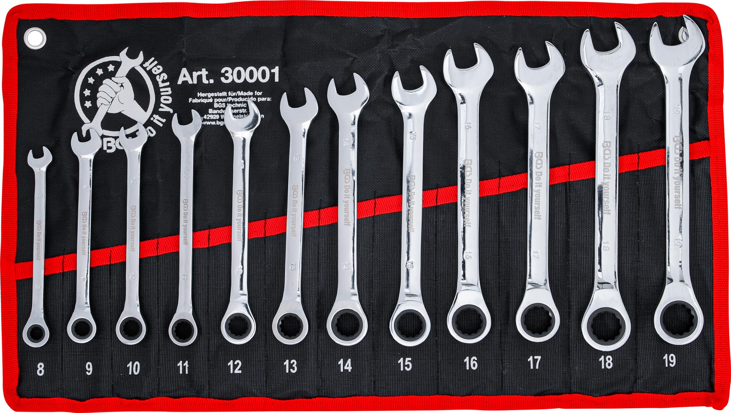 BGS Diy 30001 | Ratchet Combination Wrench Set | 8 - 19 mm | 12 pcs.
