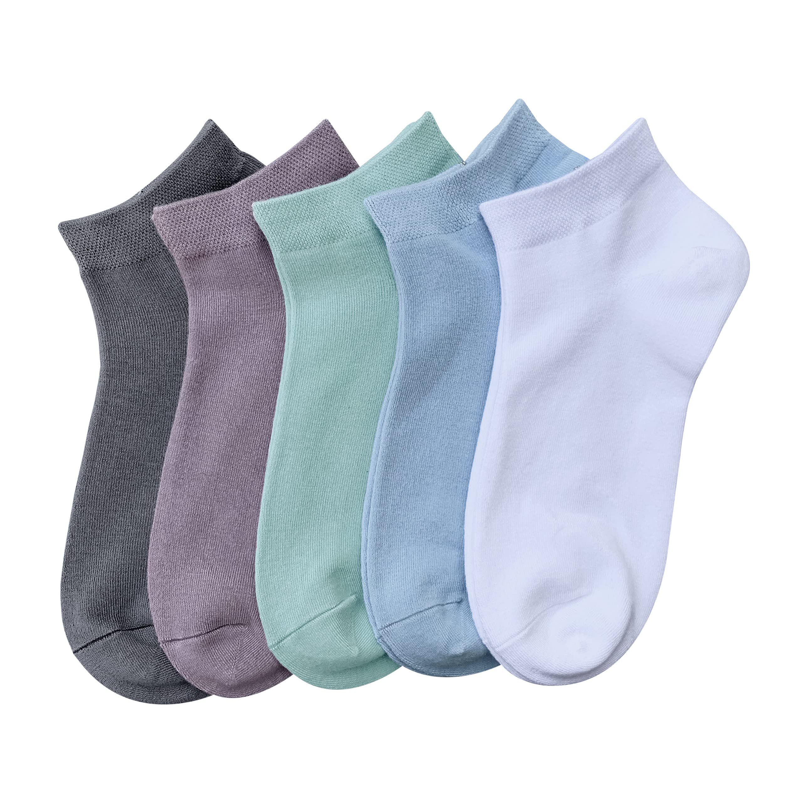Photo 1 of SERISIMPLE Women Viscose Bamboo Ankle Socks Low Cut Thin Sock Lightweight Pastal Color Soft Sock 5 Pairs(Assorted3, Large)