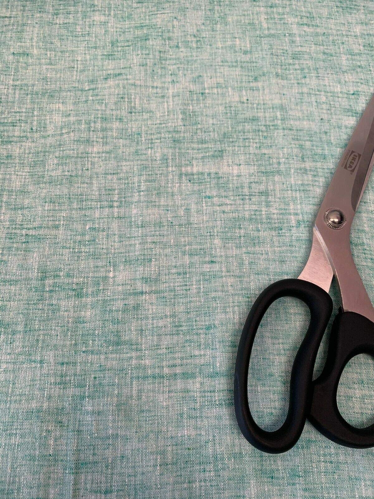 TS Melange Khadi Cotton Linen Look Plain Natural Colours Dress Curtain 44" Fabric (Sold As Pre Cut 1 Meter Lengths) (Emerald Green Shot)