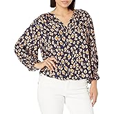 Velvet by Graham & Spencer Women's Kacy Printed Satin Long Sleeve Blouse