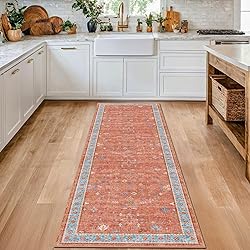 Washable 2x6 Terracotta Hallway Runner Rug, Boho