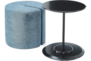 Mission Hills Accent 18 in Round Nesting Ottoman Table, Peacock Blue