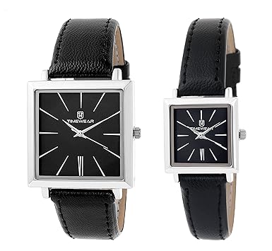 Timewear Analog Black Dial Unisex Couple Watch - 909Bdtcouple