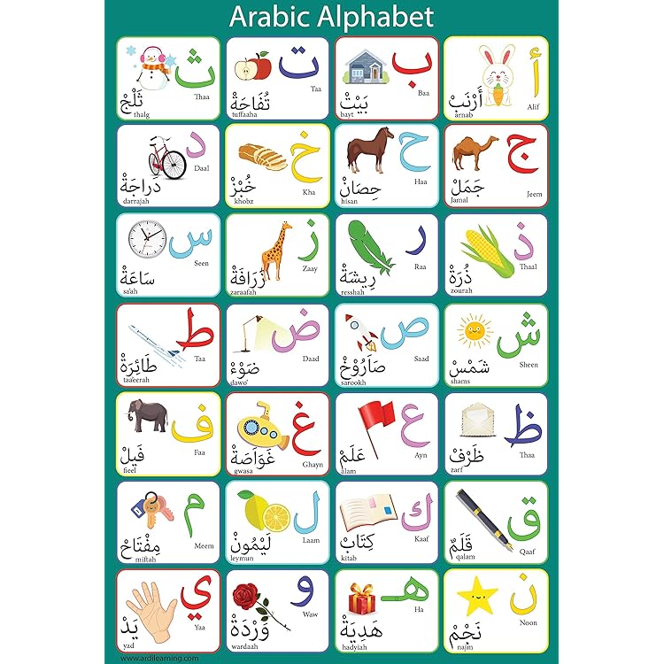 Laminated Arabic Alphabet Poster Perfect for Toddlers Kids Preschool &  Kindergarten Classrooms : Office Products - Amazon.com