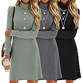 Sweetyweee 3 Pack Women's Sweater Dress Turtleneck Long Sleeve Ribbed Knit Tunic Mini Bodycon 2026 Fall Casual Trendy Outfits