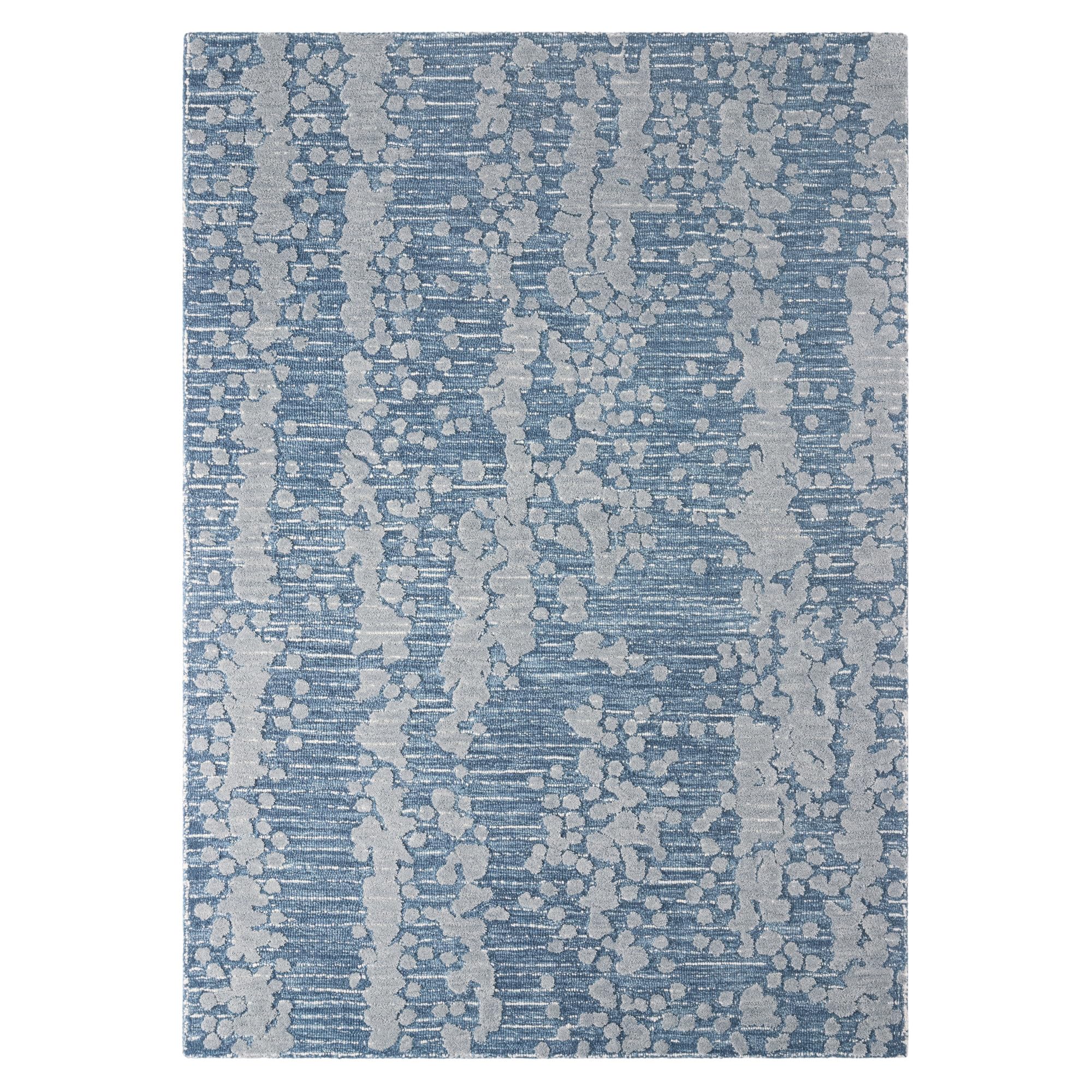 Photo 1 of Nicole Miller New York Mod Weave Abstract Knotted Texture Handcrafted Area Rug, 100% Wool Rug, Navy Blue, 6'x9'