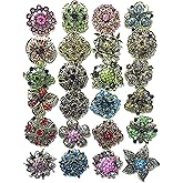 Ezing Lot 24pc Shining Rhinestone Crystal Brooches Pins DIY Wedding Bouquet Kit (E)