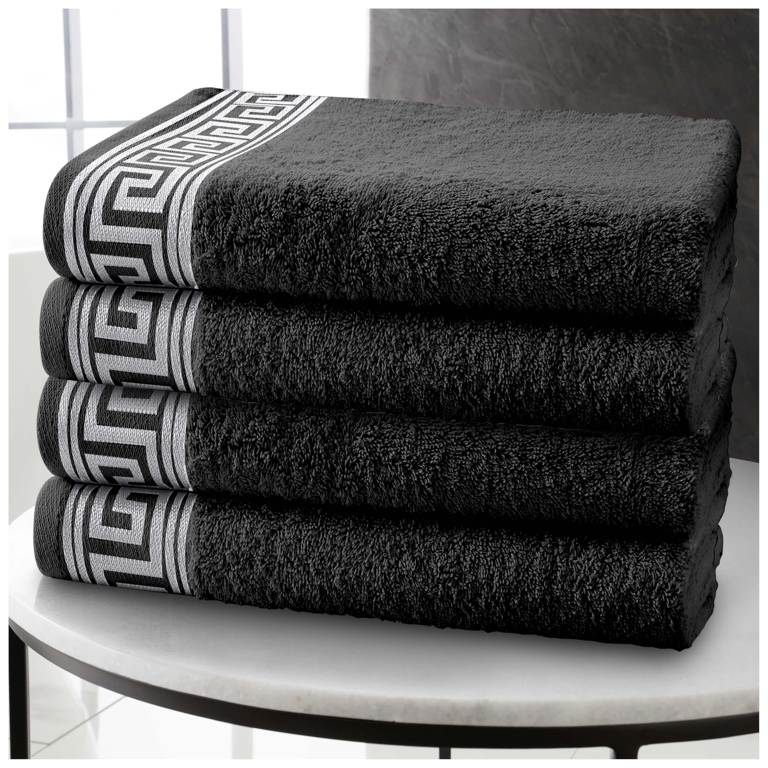 GC GAVENO CAVAILIA Hand Towels - Egyptian Cotton Towel 4 Pack - Ultra Soft & Highly Absorbent Hand Towel For Bathroom - Quick Dry Towels (50x80cm) - Charcoal