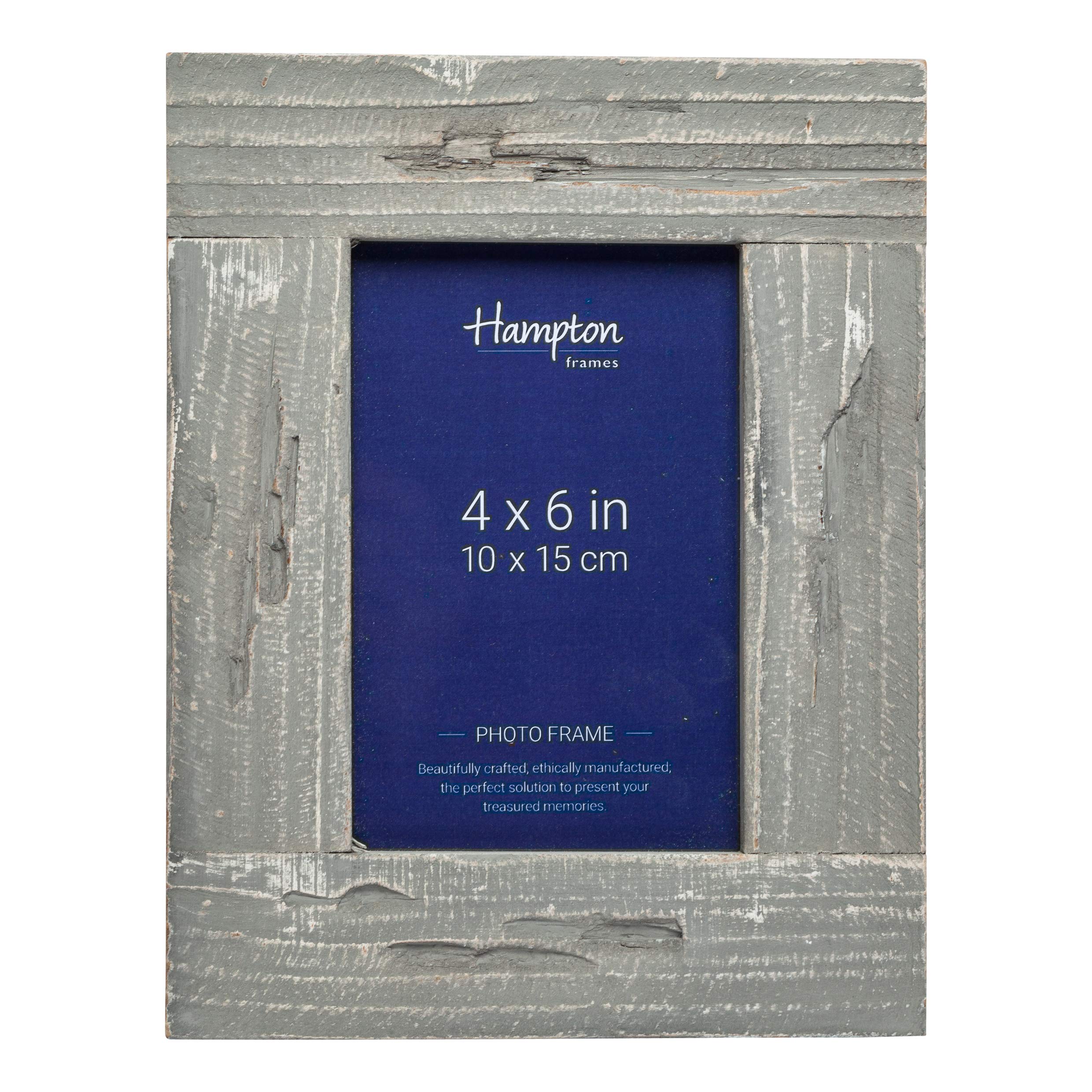 Hampton Frames FARMHOUSE Uniquely Distressed Grey Painted Wood Photo Frame Shabby Chic 4x6 (10x15cm) FRM53846G